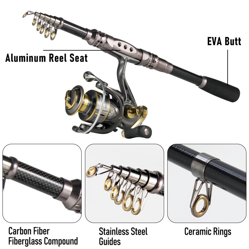 Dr.Fish Fishing Rod and Reel Combos 125-Pieces Telescopic Spinning Pole Reel Gear Equipment Set with Tackle Bag for Adult Collapsible Travel Complete Fishing Sets Men Starter Freshwater Saltwater 6FT - Image 5
